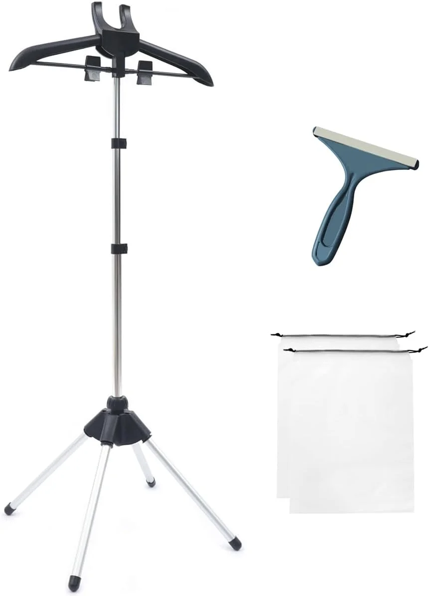 پایه بخارگر قابل حمل لباس، رک بخارگر اتو بخار برای بخار دادن لباس، رک بخارگر آویز لباس مسافرتی، رک لباس بخارگر دستی برای خانه، هتل (مشکی)