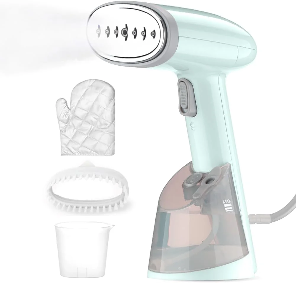 بخارگر دستی لباس گودسیتی، مخزن 250 میلی لیتری، دستکش، فنجان اندازه گیری و برس، اتو بخار عمودی و افقی برای لباس، گرم شدن سریع 30 ثانیه ای 1200 وات، پرس بخار قابل حمل