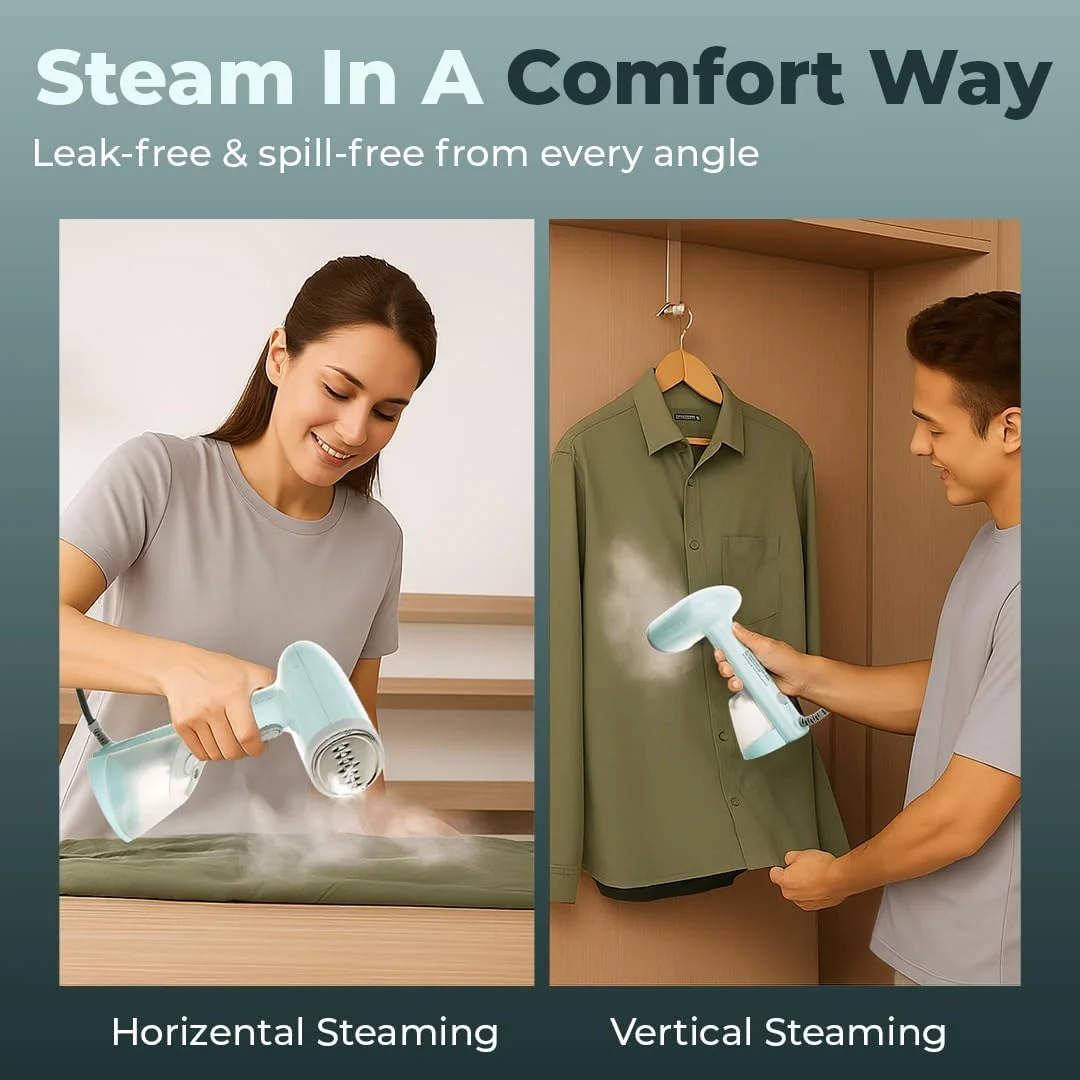 بخارگر دستی لباس گودسیتی، مخزن 250 میلی لیتری، دستکش، فنجان اندازه گیری و برس، اتو بخار عمودی و افقی برای لباس، گرم شدن سریع 30 ثانیه ای 1200 وات، پرس بخار قابل حمل