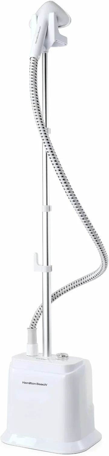 بخارگر لباس همیلتون بیچ با برس پارچه، 1700 وات، جریان بخار 38 گرم در دقیقه، 4 حالت بخار، کف استیل ضد زنگ، مخزن 1700 میلی لیتری، 45 دقیقه بخار بدون وقفه، ریل لباس دو طرفه