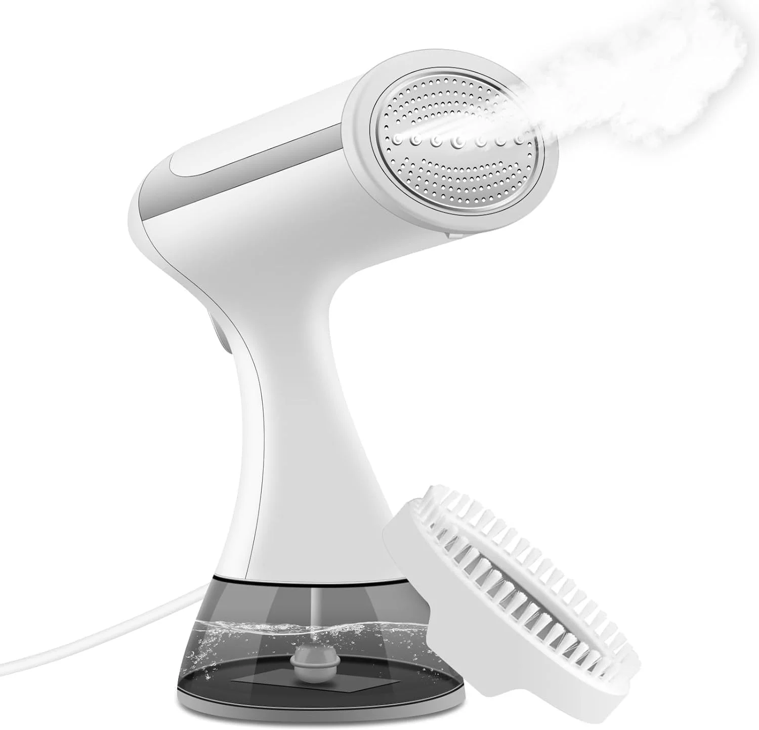 بخارگر دستی لباس، 1500 وات با گرم شدن 20 ثانیه ای، اتو بخار لباس با مخزن آب 300 میلی لیتری، از بین برنده چروک پارچه قابل حمل، اتو بخار 2 در 1 با برس برای مسافرت در منزل، دوشاخه UK