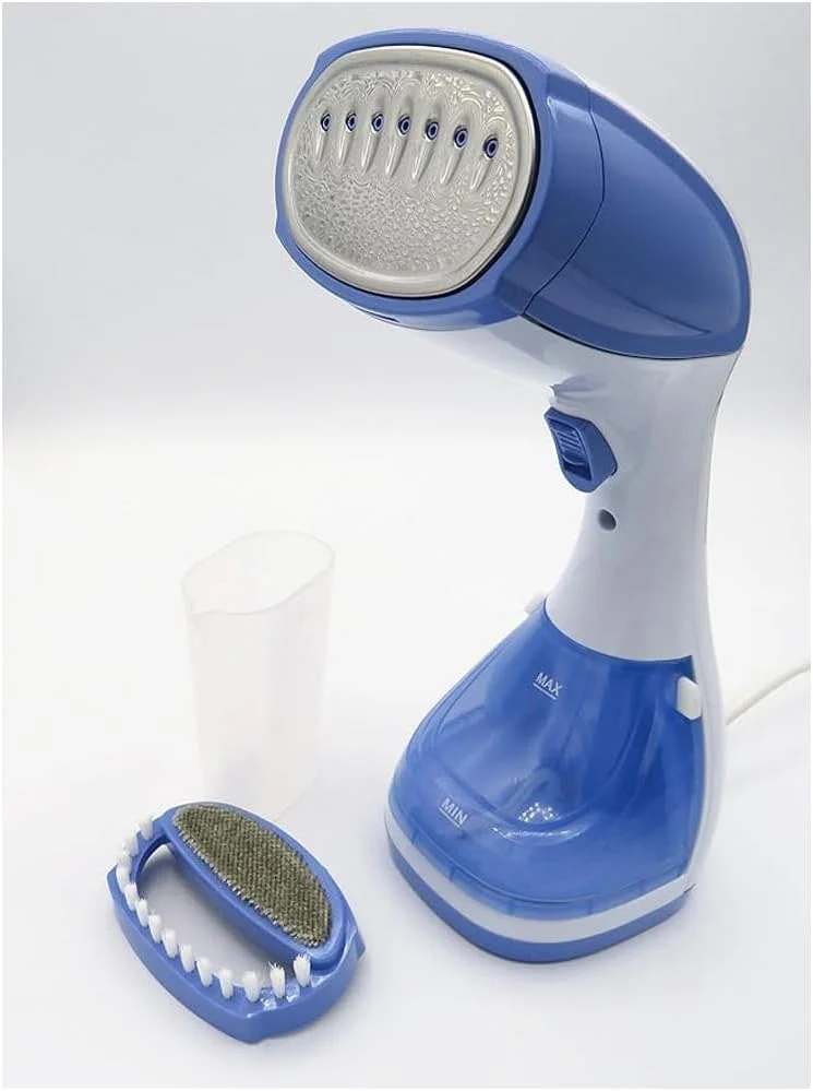 بخارگر دستی لباس، 1100 وات، خروجی بخار 28 گرم در دقیقه، مخزن 200 میلی لیتری، برس دوگانه، سفید/سرمه ای