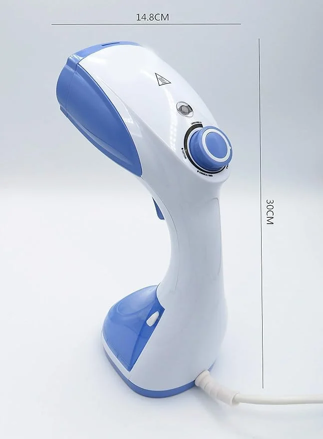 بخارگر دستی لباس، 1100 وات، خروجی بخار 28 گرم در دقیقه، مخزن 200 میلی لیتری، برس دوگانه، سفید/سرمه ای