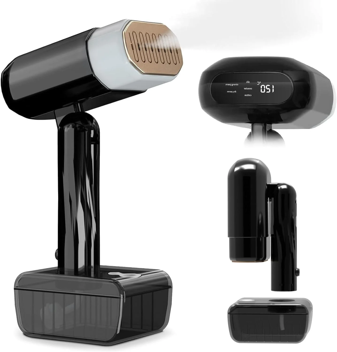 بخارگر دستی 1800 واتی برای لباس، اتو بخار و خشک قابل حمل 2 در 1 با خاموشی خودکار، گرم شدن سریع 10 ثانیه ای، 5 حالت، صفحه سرامیکی، اتو مسافرتی تاشو با مخزن 330 میلی لیتری برای از بین بردن چروک پارچه