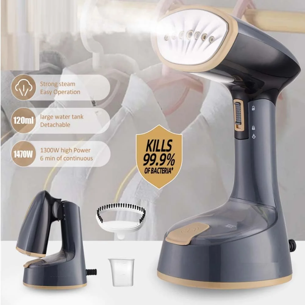 اتو بخار دستی - اتو بخار قدرتمند 1470 واتی لباس با 2 تنظیمات دنده و مخزن آب 120 میلی لیتری - جمع و جور، قابل حمل و مناسب برای اتو کردن سریع لباس های خانگی