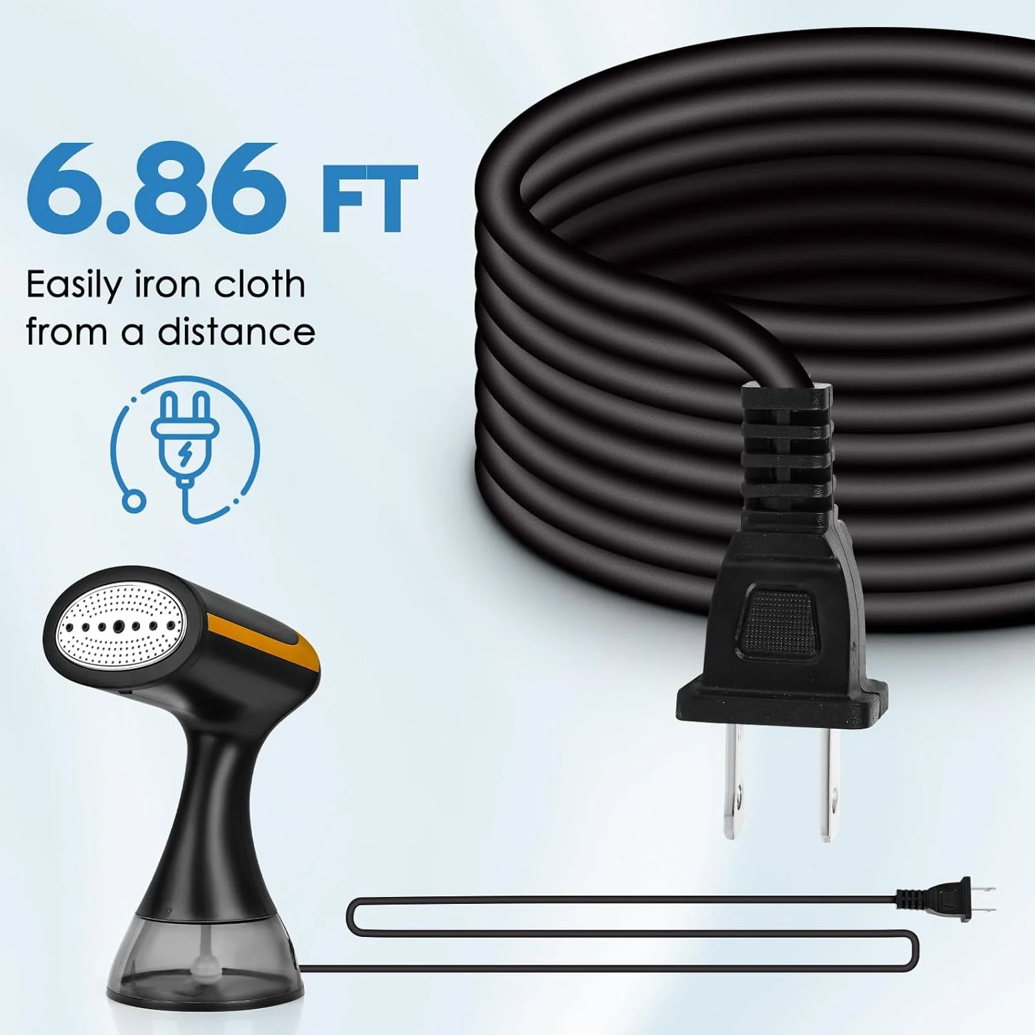 بخارگر لباس، 1500 وات، مخزن آب 300 میلی لیتری، گرم شدن سریع 25 ثانیه ای، بخارگر دستی قابل حمل برای لباس، مناسب منزل و مسافرت (مشکی)