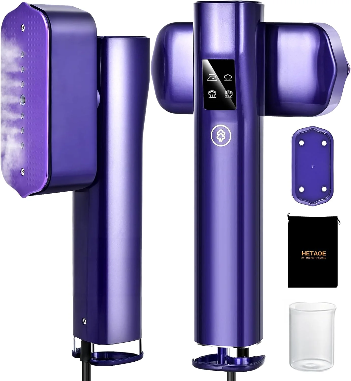بخارگر لباس، بخارگر لباس قابل حمل 1000 وات، اتو بخارگر لباس، مخزن آب 100 میلی لیتری، خروجی بخار قدرتمند 20 گرم در دقیقه، اتو بخارگر چرخشی دستی (بنفش)