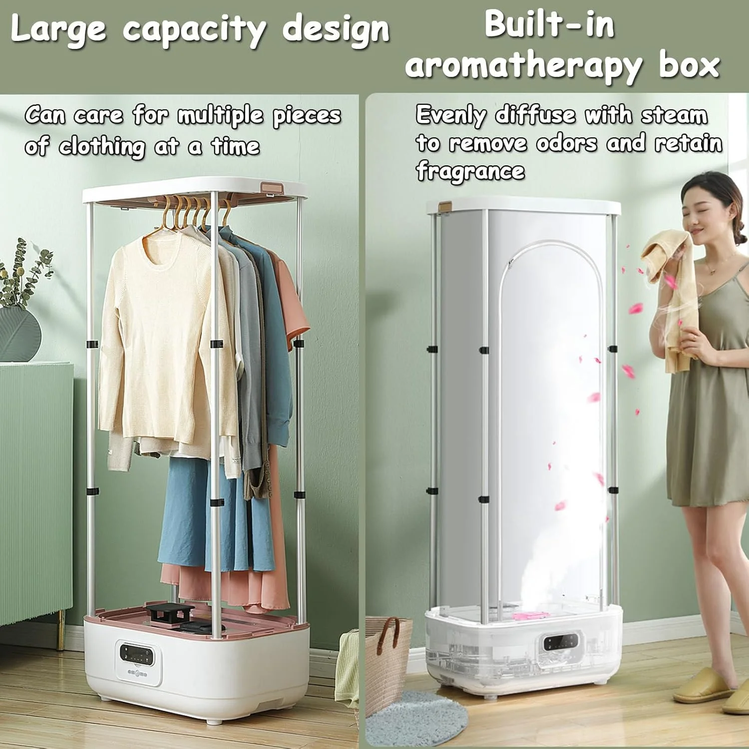 اتو بخار آویز لباس، اتو بخار عمودی بی سیم اتوماتیک با گیره رفع چروک، برای لباس و پارچه، مراقبت ویژه، بخار خشک‌کن سریع