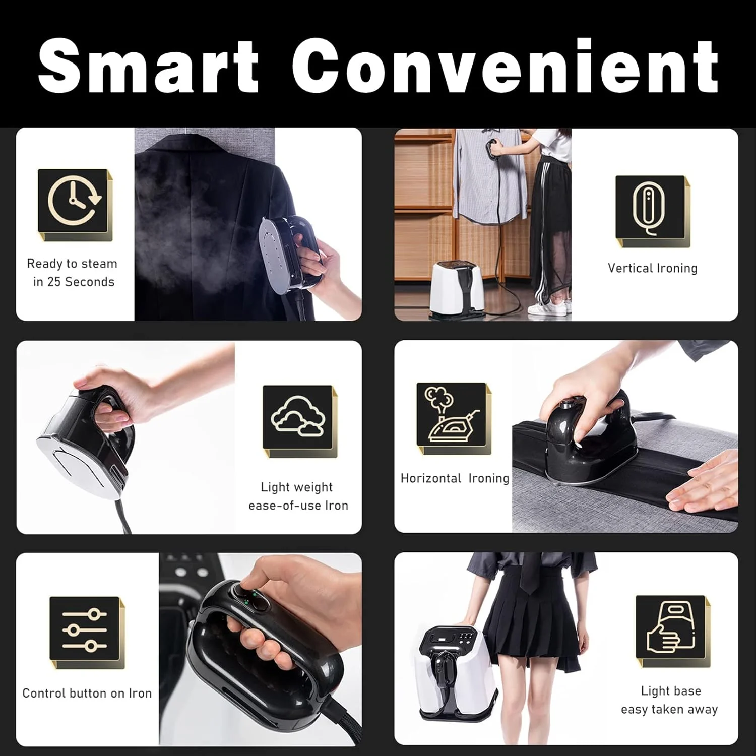 بخارگر لباس گرم شونده سریع، بخارگر ایستاده 2200 واتی لباس، بخارگر حرفه ای و سنگین لباس، کنترل بخار 5 مرحله ای