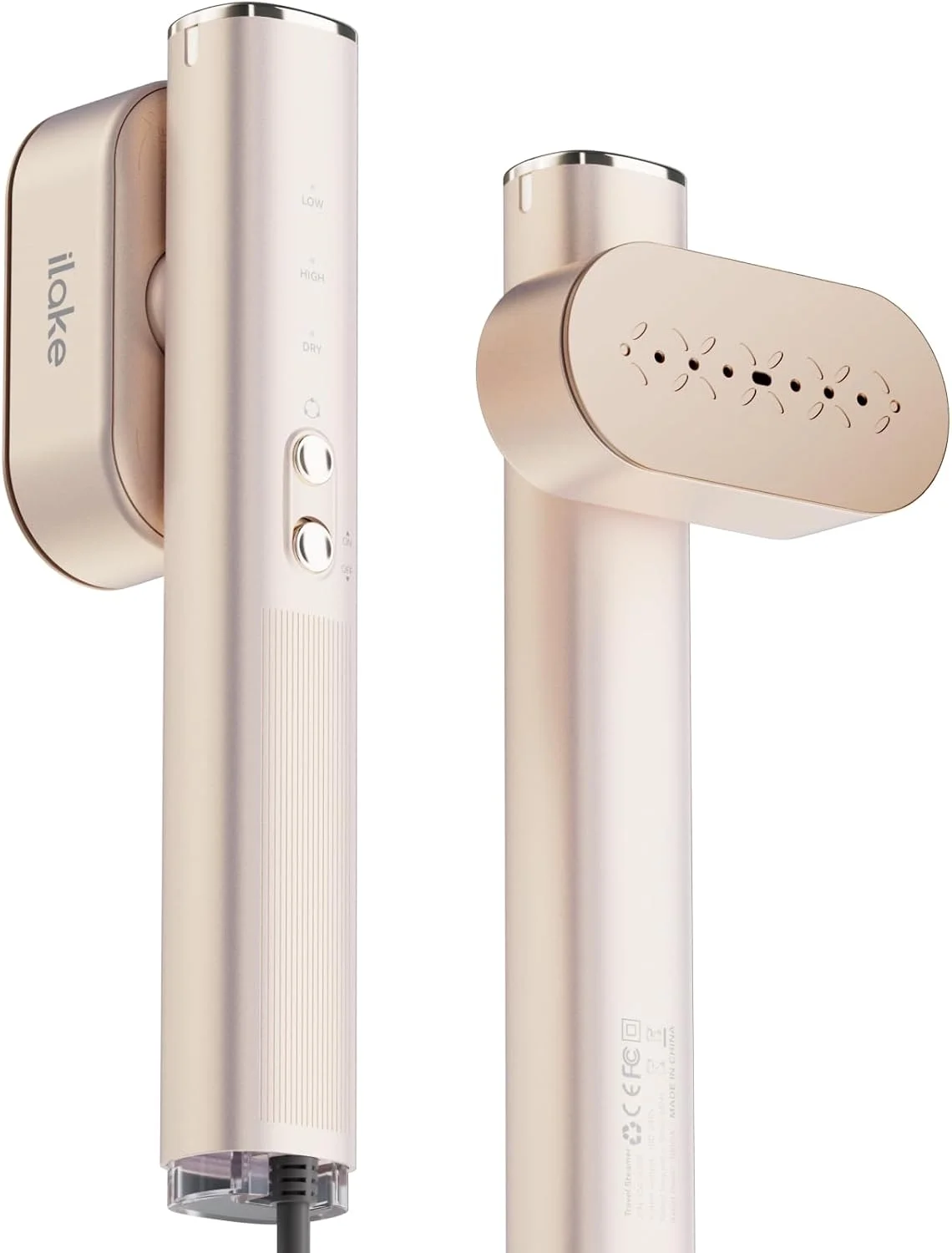 بخارگر مسافرتی لباس Ilake، 100-240 ولت، بخارگر قابل حمل دو ولتاژ، بخارگر و اتو دستی سایز مسافرتی 1000 وات 2 در 1 برای مسافرت های جهانی و اروپا، کار، خانه، رزگلد