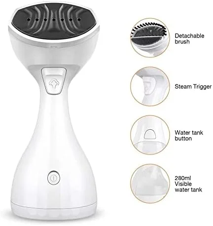 اتو بخار لباس خانگی، اتو بخار مسافرتی پارچه، اتو بخار دستی قابل حمل لباس، گرمایش سریع 25 ثانیه ای، ظرفیت بزرگ 300 میلی لیتر (سفید)
