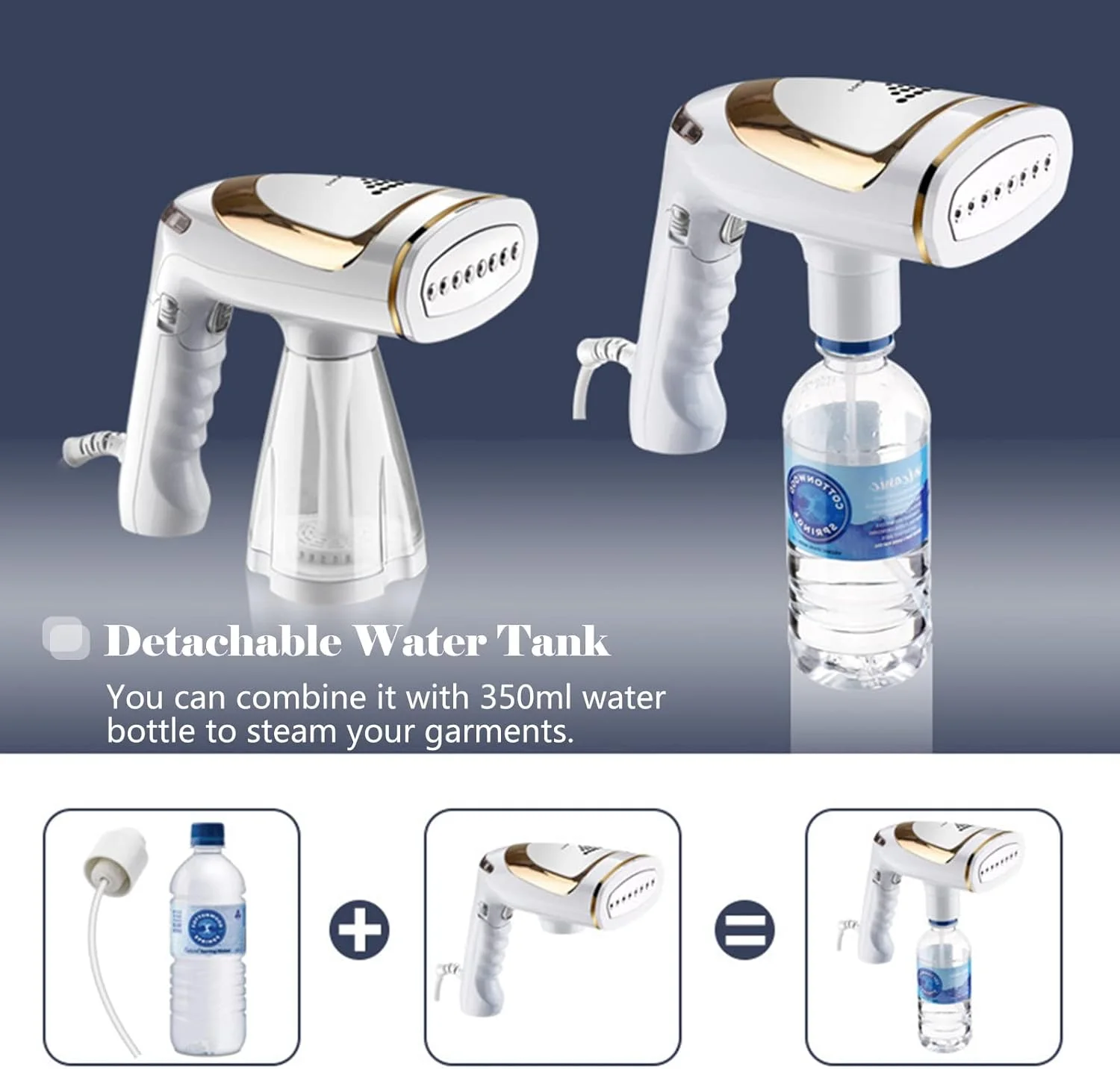 بخارگر تاشو لباس Labymos، از بین برنده چروک پارچه، گرم شدن سریع در 40 ثانیه، مخزن آب جداشدنی 250 میلی لیتری، دارای 2 برس