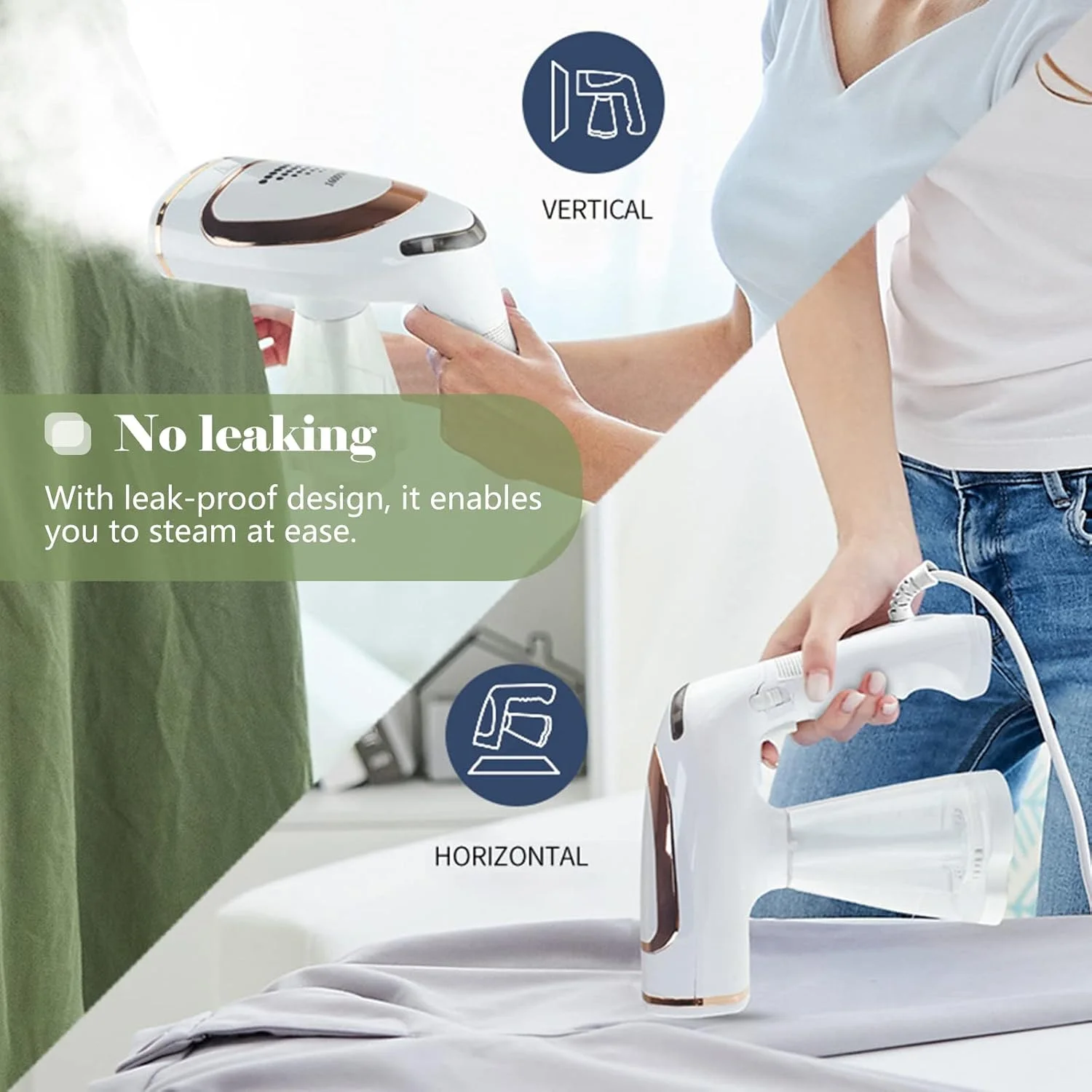 بخارگر تاشو لباس Labymos، از بین برنده چروک پارچه، گرم شدن سریع در 40 ثانیه، مخزن آب جداشدنی 250 میلی لیتری، دارای 2 برس