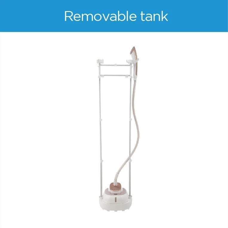 بخارگر لباس دیجیتال میدیا 1800 وات 2 لیتری با صفحه جداشدنی، میله های قابل تنظیم با زاویه آزاد، چرخ های چرخشی + اتصالات متعدد برای لباس های بدون چروک و ضدعفونی شده - MY-GZ20D2W