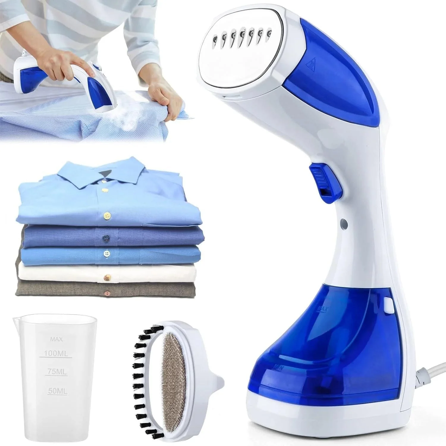 بخارگر لباس قابل حمل - حرارت سریع، بخارگر دستی برای پارچه های بدون چروک! بخارگر جمع و جور، سبک و مناسب سفر - ایده آل برای خانه، مسافرت و همه پارچه ها