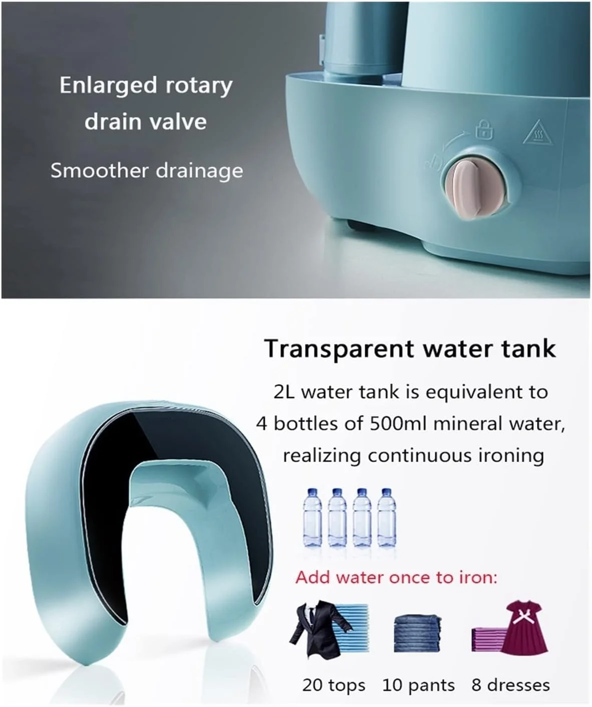 اتو بخارگر لباس قابل حمل برای لباس ها اتو کشی عمودی لباس بخارگر 2 لیتری برس اتو بخار