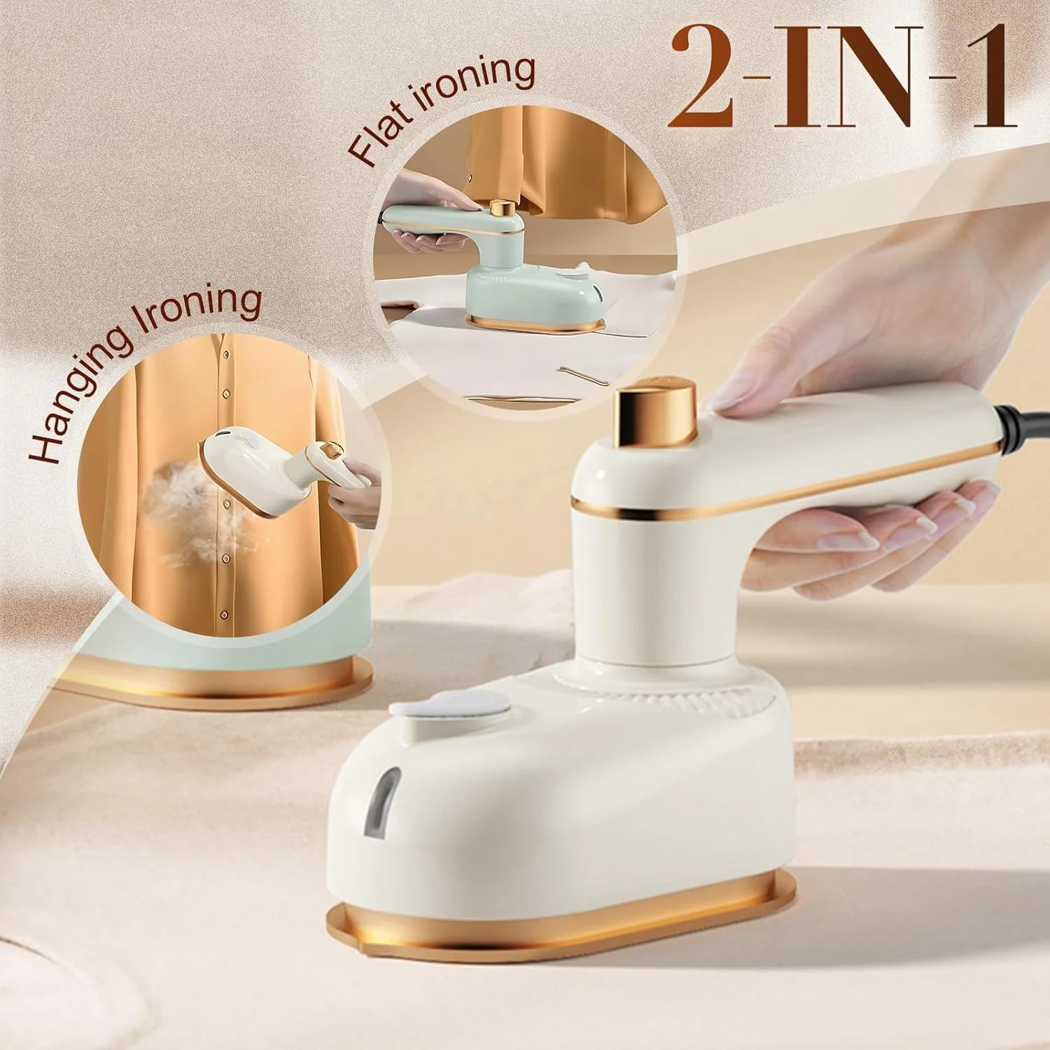 اتو بخار و بخارگر لباس قابل حمل - بخارگر مسافرتی کوچک با گرم شدن سریع، طراحی جمع و جور و بدون سیم برای لباس، استفاده در خانه و خوابگاه