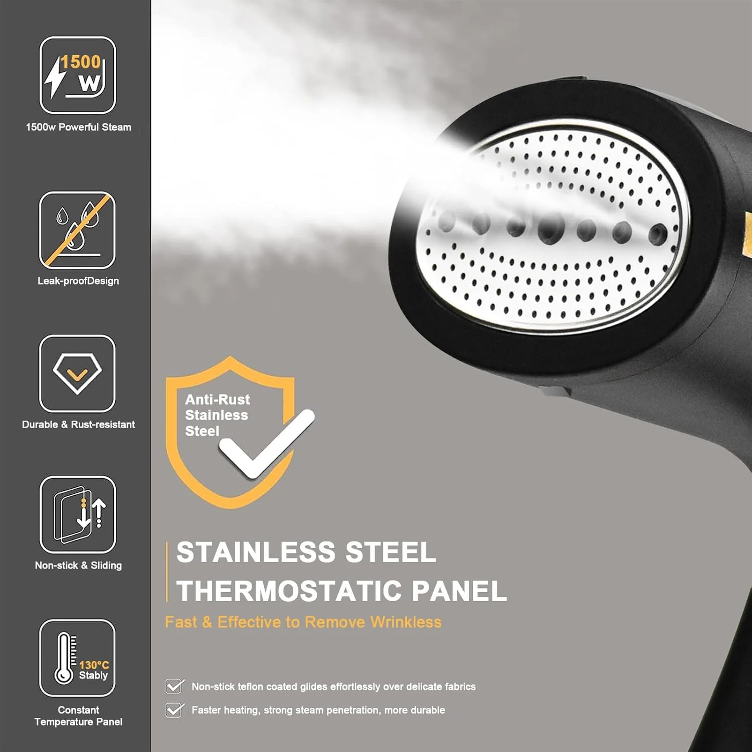 بخارگر لباس قابل حمل، بخارگر دستی 1500 واتی برای لباس با خاموشی خودکار، مخزن آب 300 میلی لیتری، گرم شدن سریع 30 ثانیه ای، اتو از بین برنده چین و چروک پارچه برای خانه، مسافرت