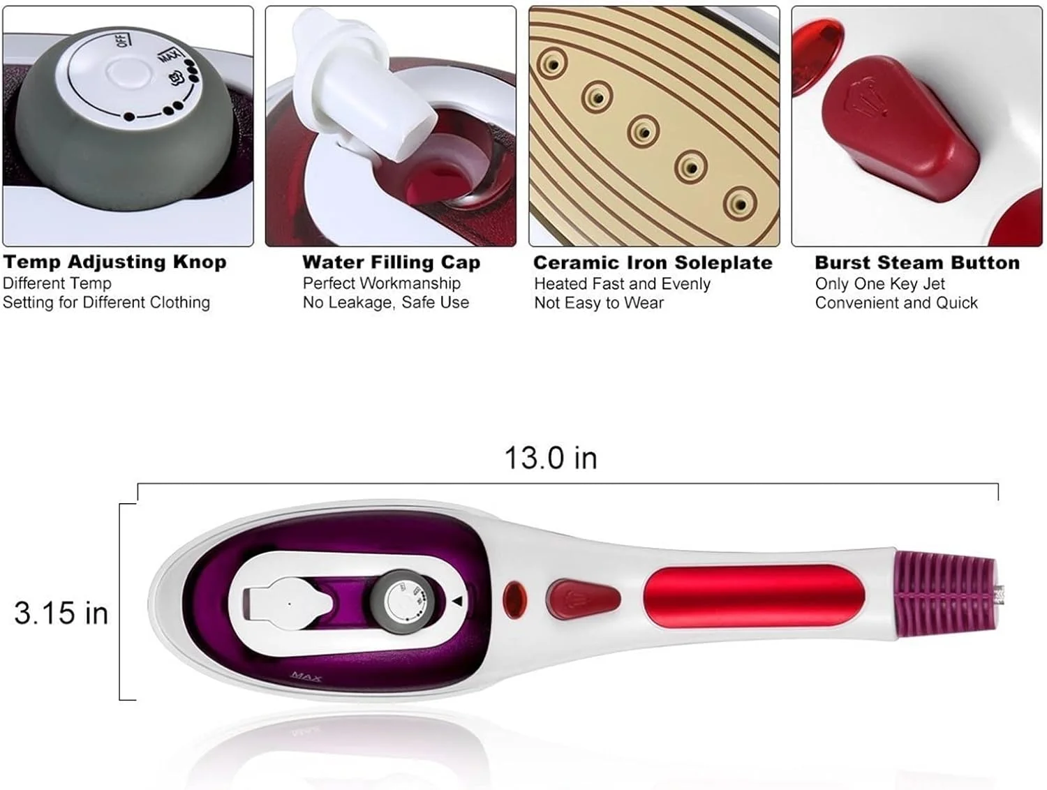 اتو بخار دستی مینی قابل حمل برای لباس، اتو بخار عمودی مسافرتی قابل حمل، برس بخار خانگی