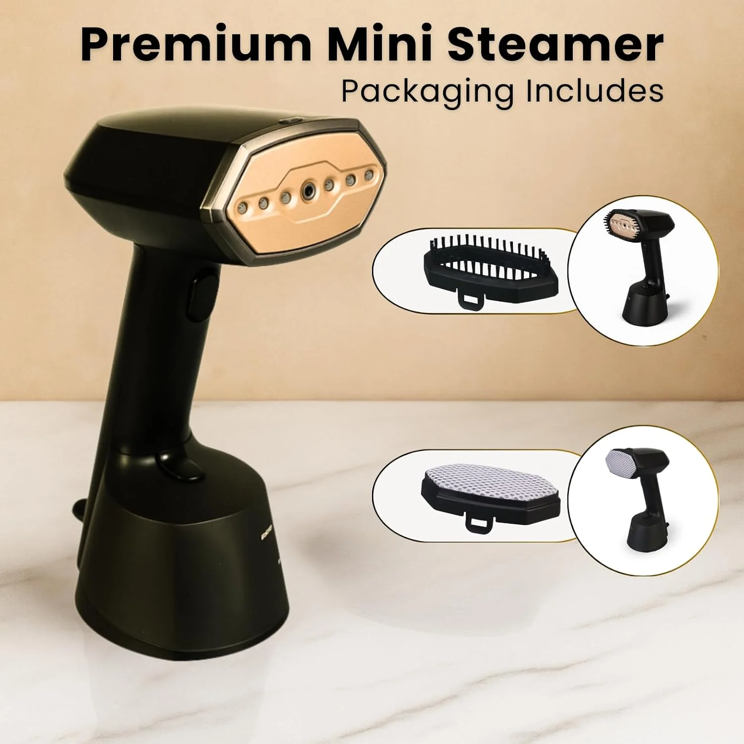 بخارگر دستی قابل حمل لباس - بخارگر 1300 واتی برای لباس، بخارگر مسافرتی با مخزن آب 280 میلی لیتری، گرم شدن سریع، از بین برنده پرز و برس پارچه، بخارگر لباس برای خانه و مسافرت