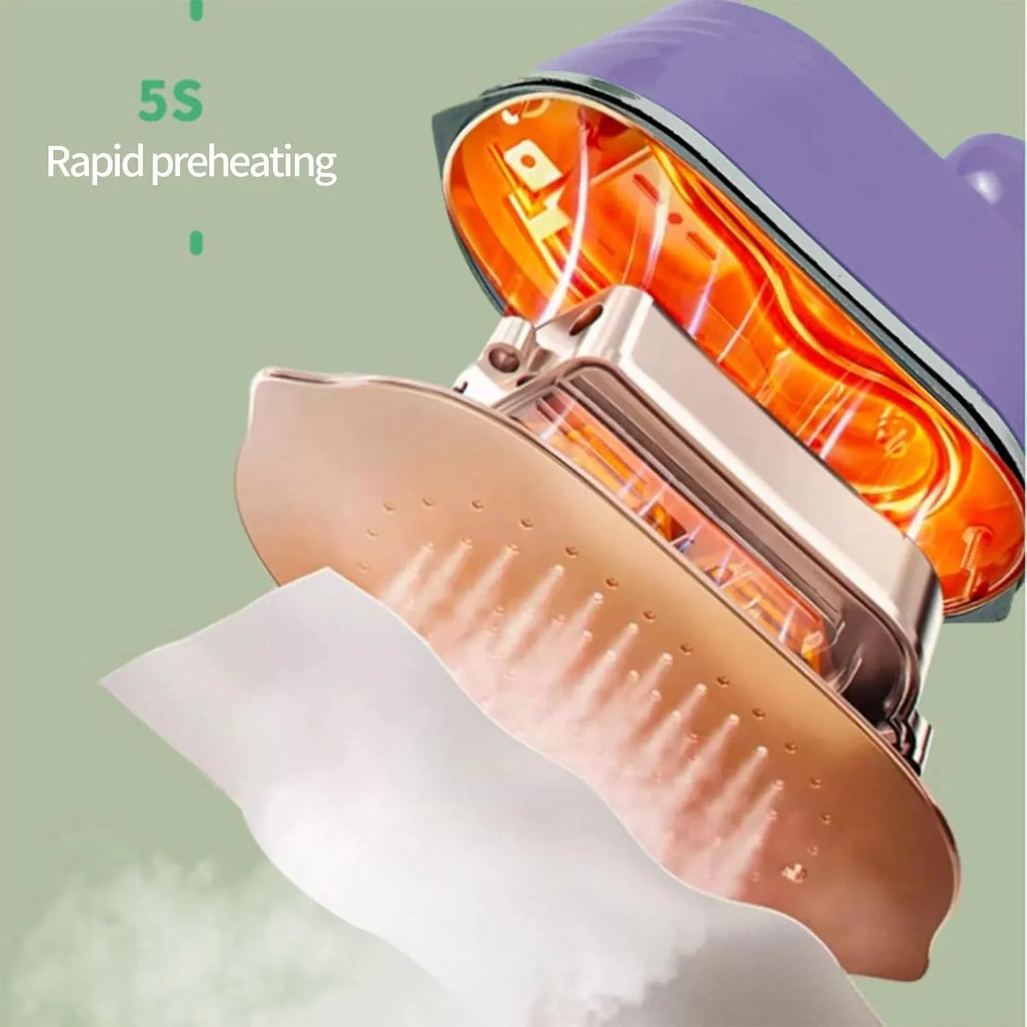 بخارگر دستی قابل حمل لباس، مخزن آب 50 میلی لیتری، گرم شدن سریع، بنفش، 14.5 x 11.5 x 7 سانتی متر