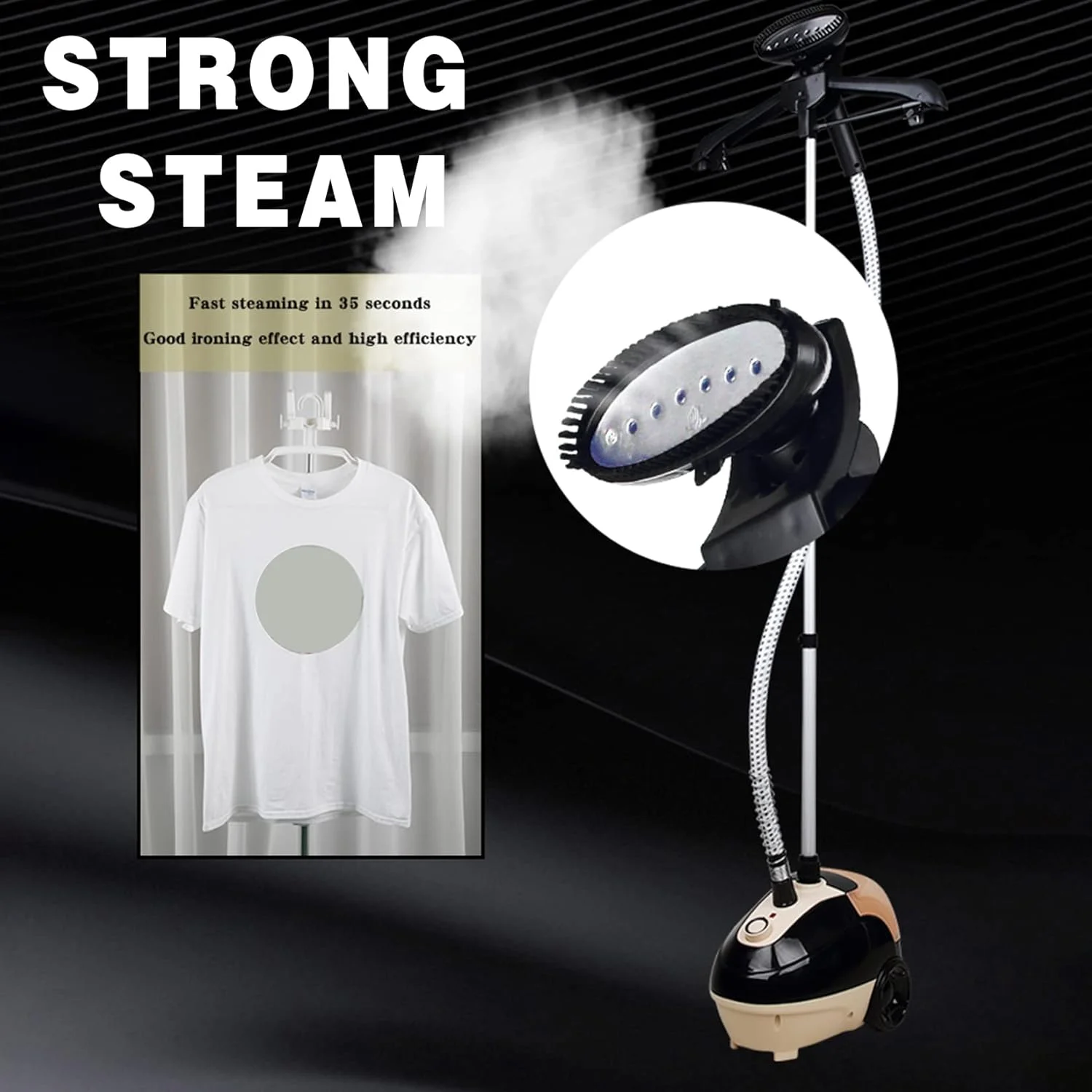 بخارگر ایستاده لباس قدرتمند 2000 وات، بخارگر ایستاده پارچه و لباس با گرمایش سریع 35 ثانیه ای، چین و چروک ها را در کمترین زمان از بین می برد، دارای مخزن آب 1.3 لیتری و چوب لباسی ضد لغزش، قرمز