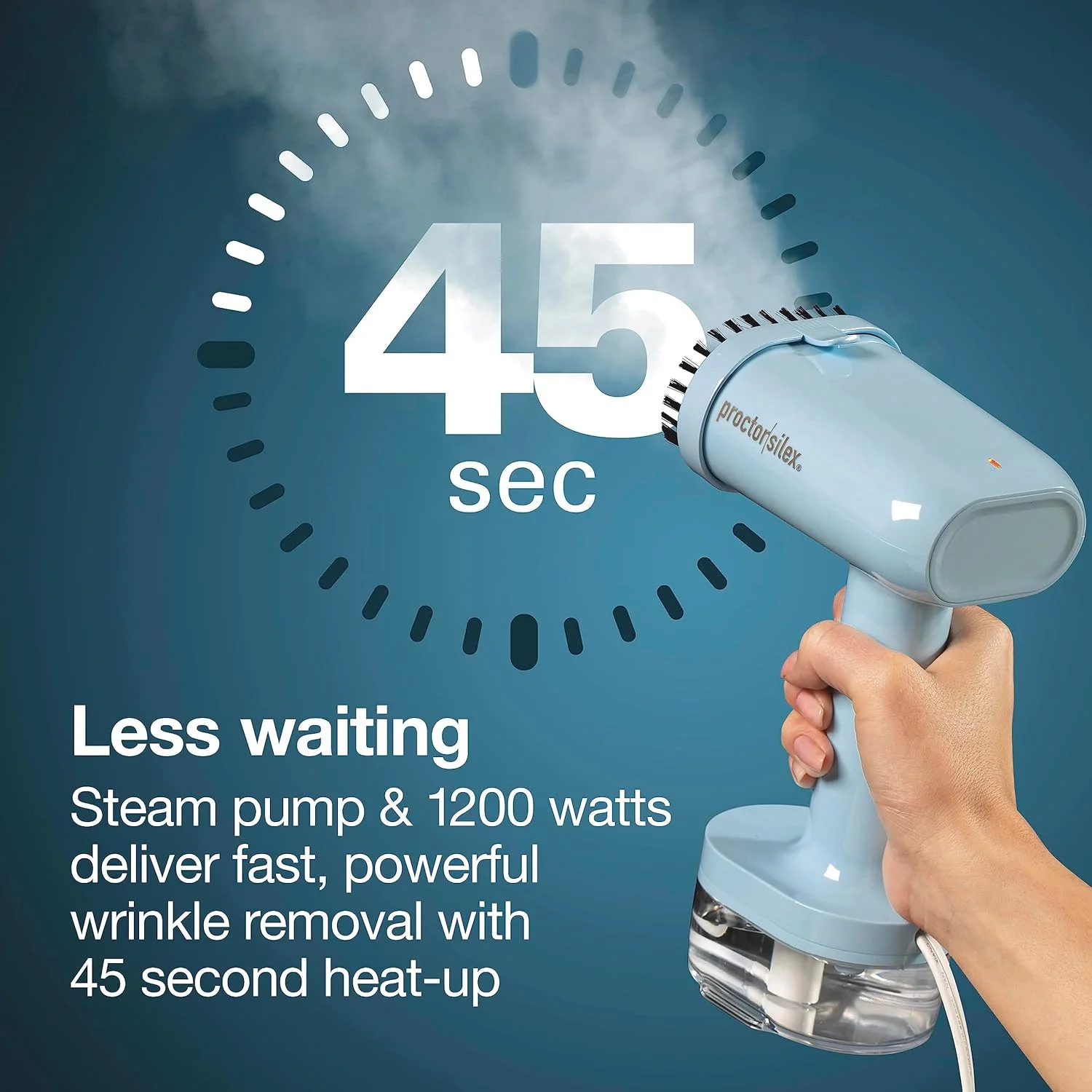 اتو بخار و اتو مسافرتی جمع و جور پراکتور سیلکس برای لباس، آماده در 45 ثانیه برای 7 دقیقه استفاده مداوم، قابل حمل و سبک، ملزومات سفر، مخزن آب 120 میلی لیتری، آبی