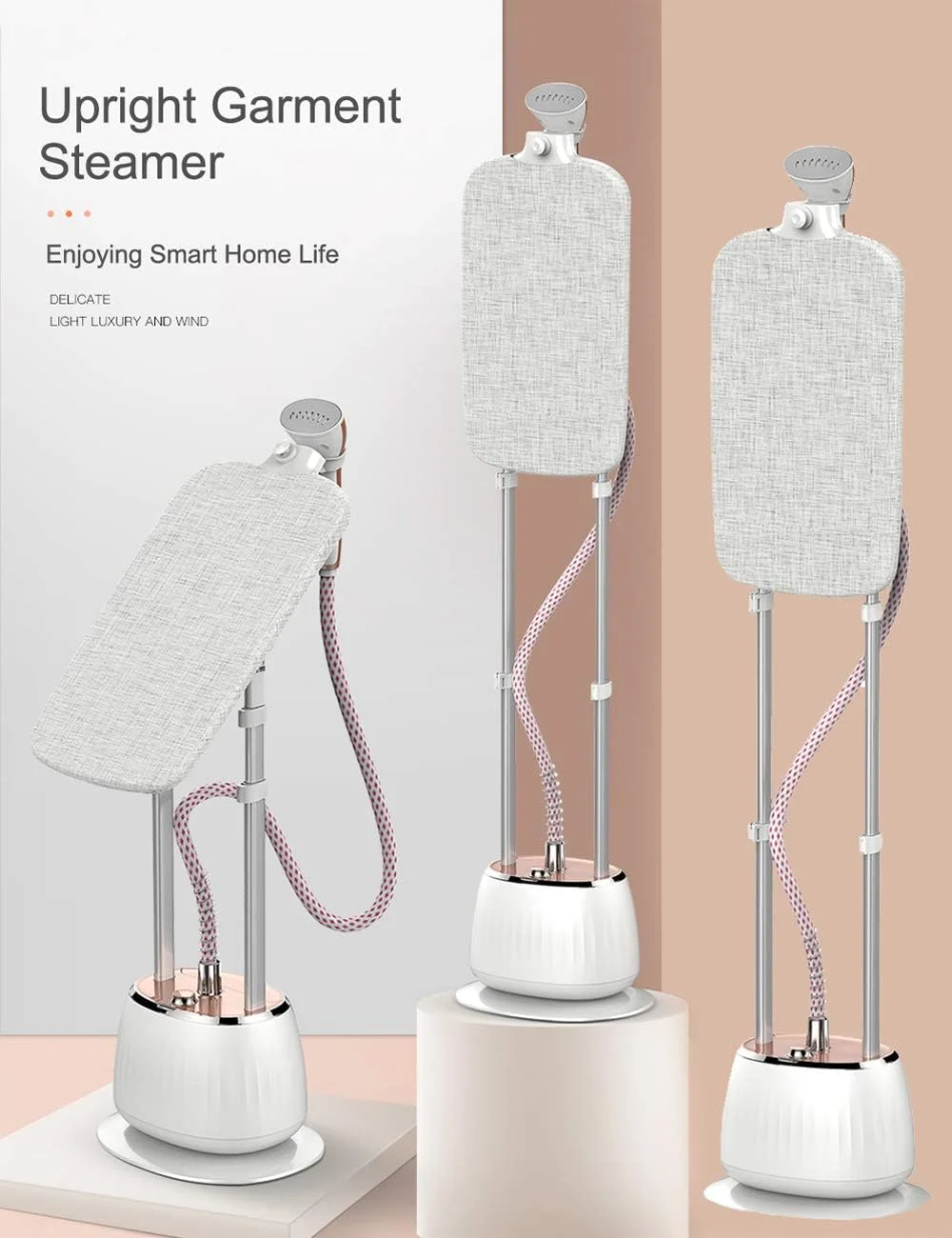 بخارگر لباس ایستاده، بخارگر حرفه ای و سنگین لباس، 3 روش اتو کردن با زاویه های 90 درجه آویزان/180 درجه افقی/120 درجه شیب، المنت حرارتی سریع، 10 سطح بخار، بخار مداوم 45 تا 60 دقیقه، 1800 وات