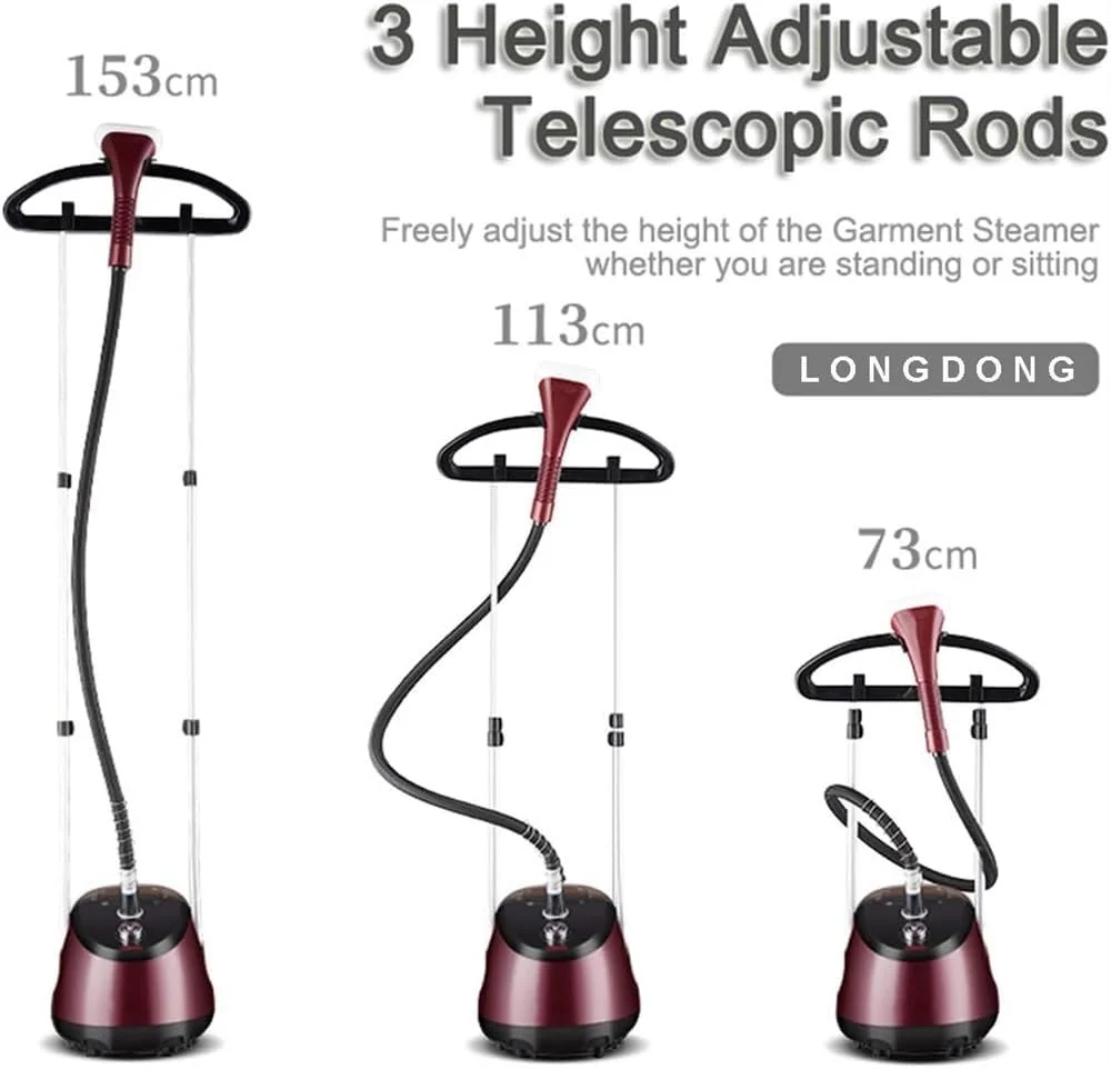 بخارگر ایستاده لباس، بخارگر حرفه ای و سنگین برای آویزان کردن پارچه، مخزن آب 2.2 لیتری، مناسب برای همه پارچه ها