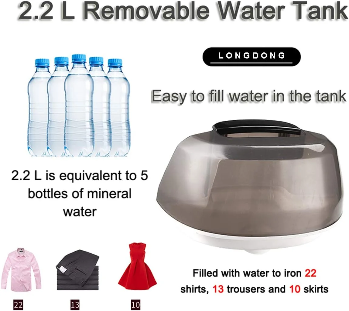 بخارگر ایستاده لباس با پایه، بخارگر حرفه ای ایستاده سنگین پارچه آویز عمودی/دستی، مخزن آب 2.2 لیتری، مناسب برای همه پارچه ها، قرمز - 2000 وات (قرمز 2000 وات)