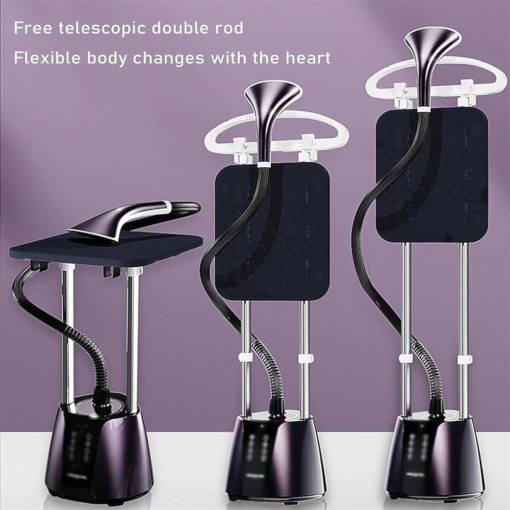 بخارگر حرفه ای لباس، بخارگر عمودی خانگی دو میله ای، توان بالا 2000 وات، بخار هوشمند 8 سرعته، گرمایش 35 ثانیه ای