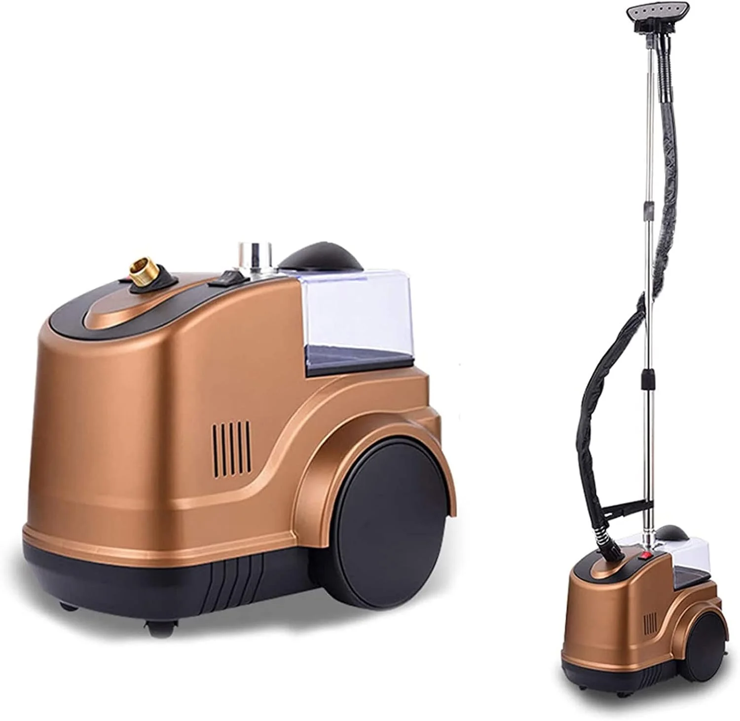 بخارگر عمودی حرفه ای لباس، بخارگر پارچه لباس 2000 وات برای بخار دادن لباس های تجاری و خانگی (قهوه ای)