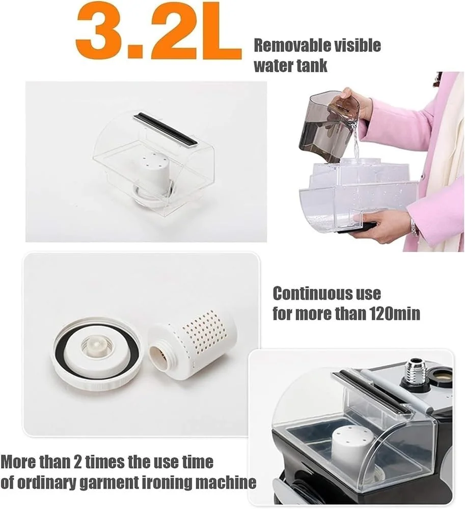 بخارگر ایستاده حرفه ای 1650 واتی، اتو بخار لباس سنگین مناسب فروشگاه های پوشاک، اتوکشی مداوم به مدت 120 دقیقه، حذف سریع چروک در 35 ثانیه