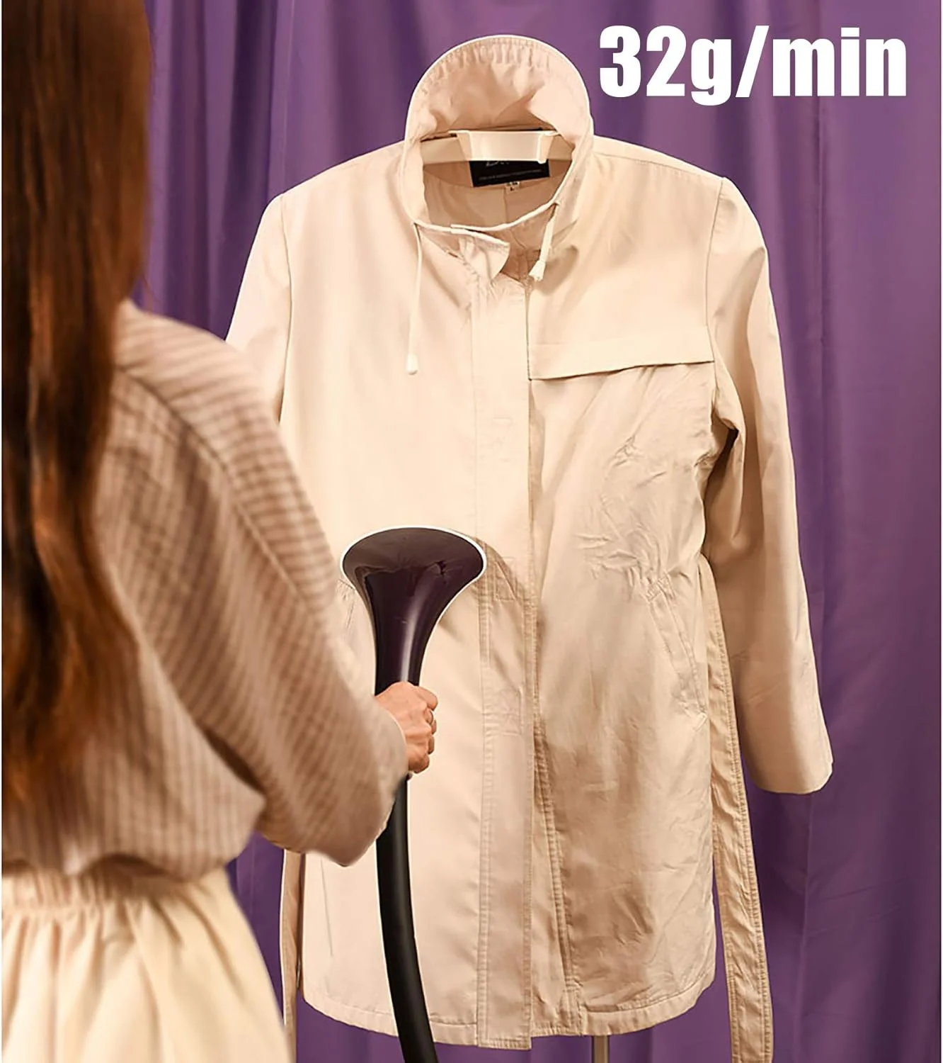 بخارگر عمودی حرفه ای لباس - دو قطبی با اندازه کامل 2000 وات، اتو دستی کوچک با میز اتو داخلی و مخزن آب 2 لیتری برای مصارف خانگی و تجاری