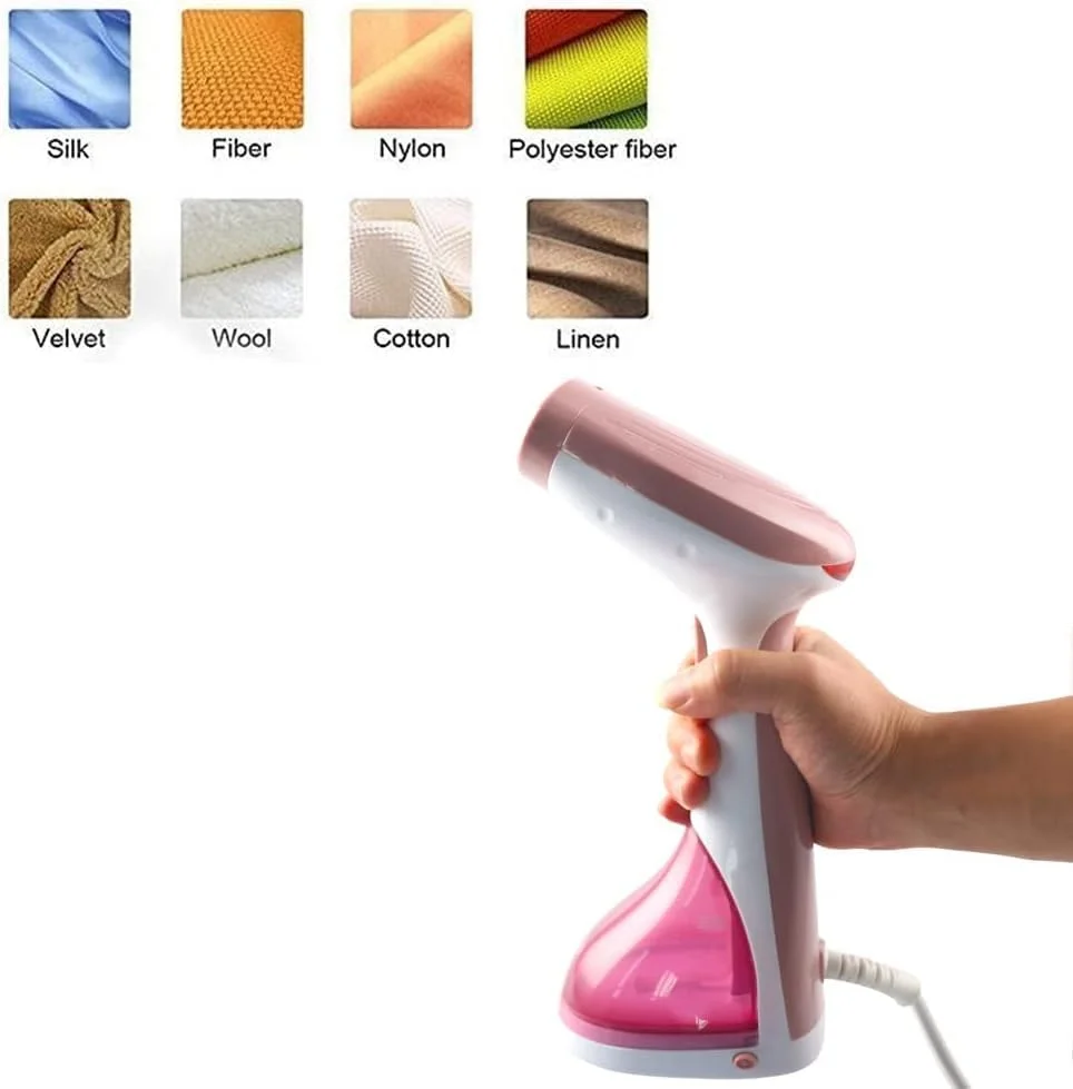 بخارگر دستی برقی خانگی مدل RE-3-046، اتو بخار لباس، تمیز کننده، 1400 وات، گرم شدن سریع در 30 ثانیه، بخارگر قابل حمل، بخارگر دستی پارچه - صورتی