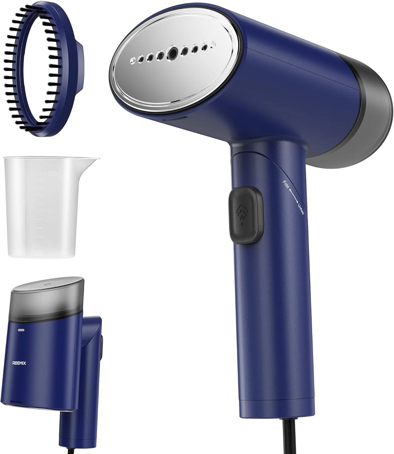 بخارگر مسافرتی لباس، بخارگر لباس Reemix با ولتاژ دوگانه 100-240 ولت برای استفاده در سراسر جهان، از بین برنده چروک تاشو و اتو بخار 2 در 1، گرم شدن سریع 20 ثانیه ای (آبی)