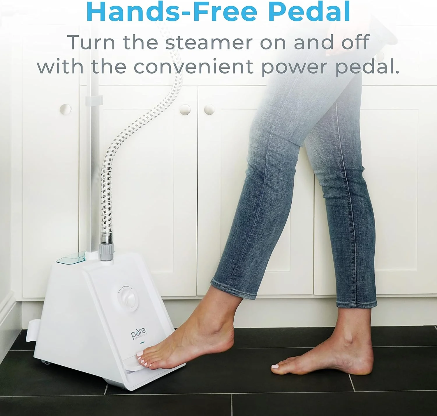 بخارشوی ایستاده لباس Pure Enrichment® PureSteam™ Pro - بخارشوی حرفه ای لباس و پدال پایی - مخزن نیم گالن با 1 ساعت بخار ضدعفونی کننده در 4 سطح حرارت که در 45 ثانیه گرم می شود