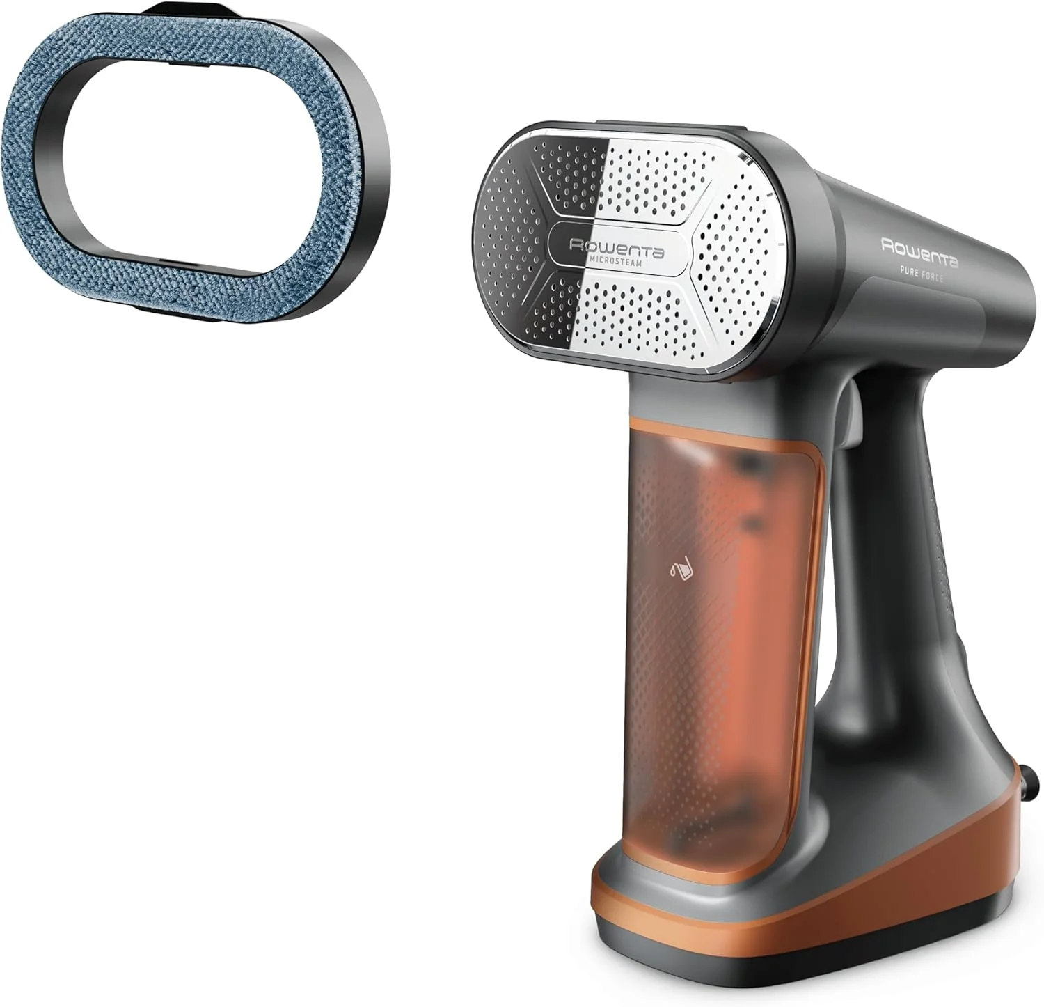 اتو بخار لباس روونتا، Pure Force 3in1، ظرفیت مخزن 210 میلی لیتر، بخار دهی عمودی، اتو کشی افقی، از بین برنده پرز، سبک وزن، خاموش شدن خودکار، 1875 وات، مشکی، DR8855