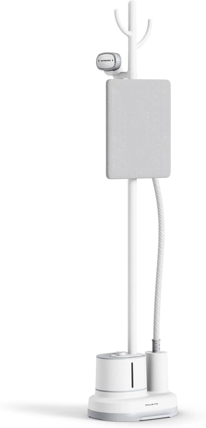 بخارگر لباس روونتا، بخارگر خانگی، تمام استیل ضد زنگ با میز اتو عمودی، مخزن آب 1.2 لیتری، آویز لباس، جمع و جور، 1800 وات