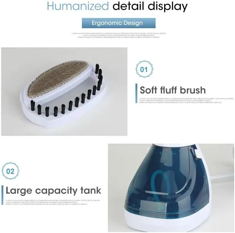 بخارگر دستی لباس SAFENHAND، 1100 وات، مخزن آب 200 میلی لیتری، با دکمه جت بخار و پرزگیر، سفید و آبی بخارگر دستی لباس SAFENHAND، 1100 وات، مخزن آب 200 میلی لیتری، با دکمه جت بخار و پرزگیر، سفید و آبی