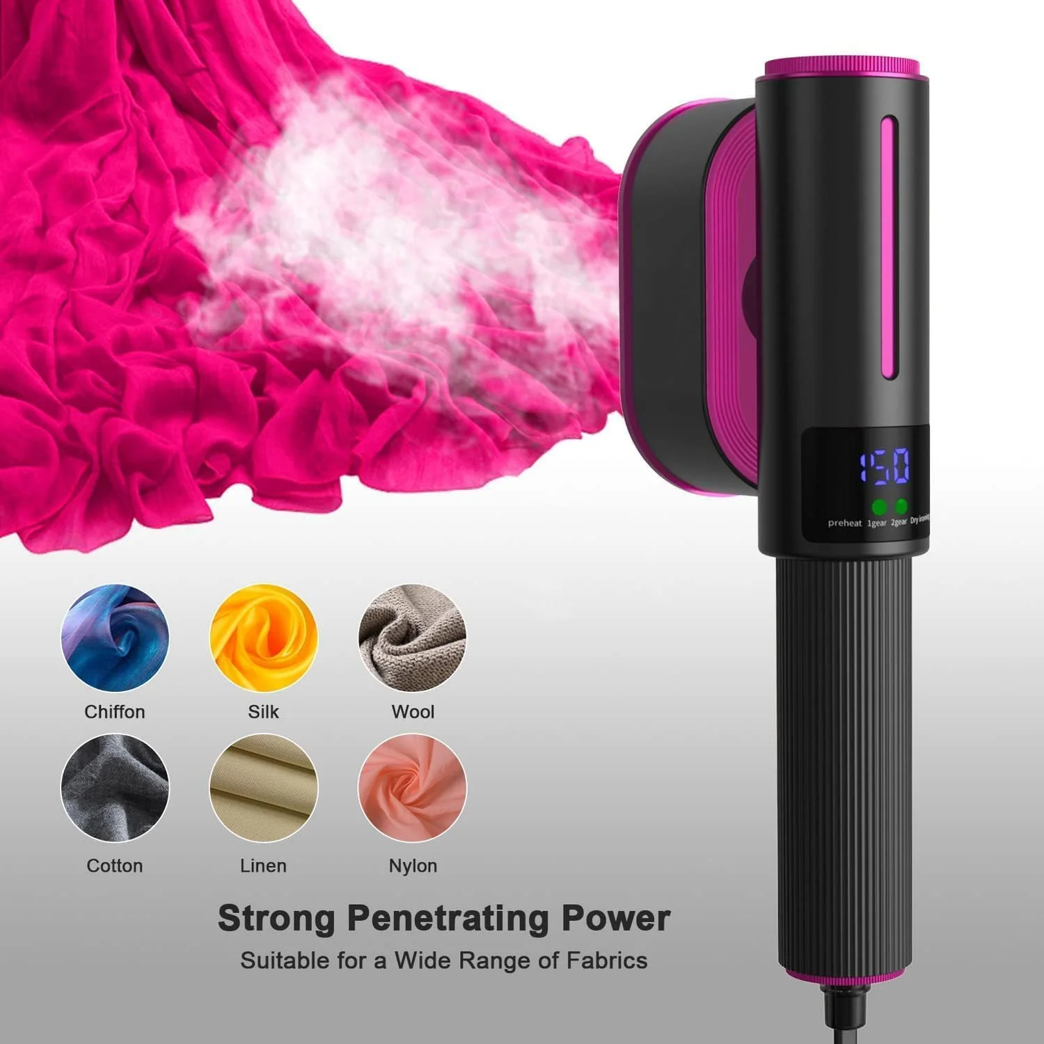 بخارگر لباس جاده ابریشم: بخارگر دستی قابل حمل با صفحه اتو چرخشی، بخار مرطوب و اتو خشک. مناسب برای ایجاد چین های انعطاف پذیر در پارچه، بخار قوی و نفوذی برای منزل و مسافرت، از بین برنده چروک بخارگر لباس جاده ابریشم: بخارگر دستی قابل حمل با صفحه اتو چرخشی، بخار مرطوب و اتو خشک. مناسب برای ایجاد چین های انعطاف پذیر در پارچه، بخار قوی و نفوذی برای منزل و مسافرت، از بین برنده چروک