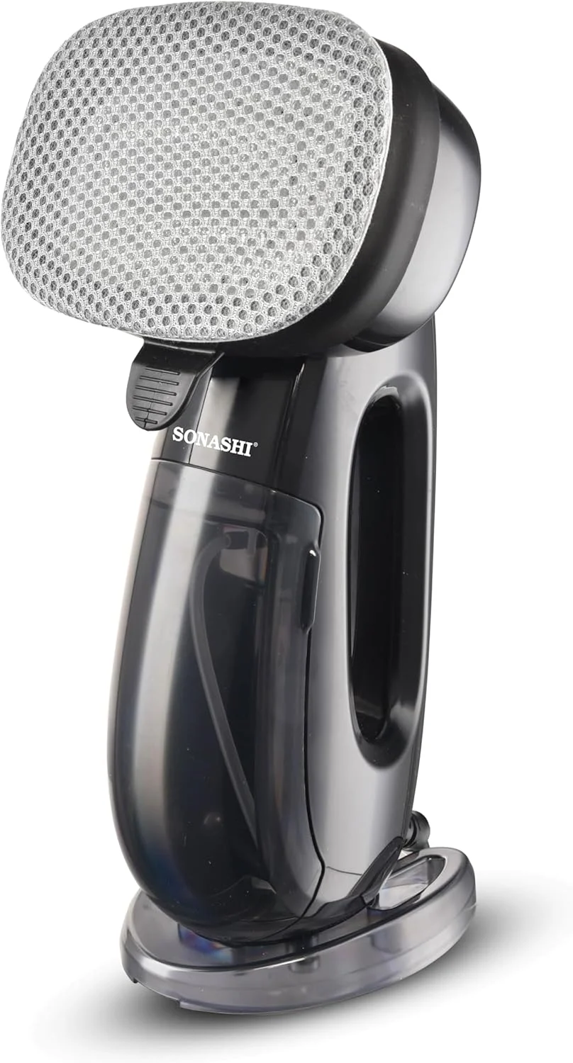 بخارگر لباس سوناشی با نمایشگر LED دیجیتال | 3 سطح بخار | کار مداوم - 30 دقیقه با عملکرد خاموش شدن خودکار | ظرفیت مخزن جداشدنی و برس پارچه ای قابل جابجایی 300 میلی لیتر 2000 وات SGS-323 مشکی