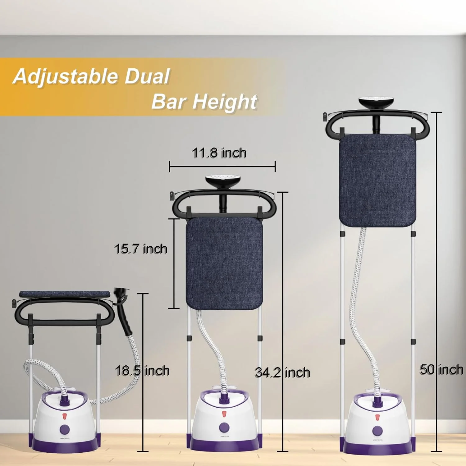 بخارگر ایستاده لباس، بخارگر حرفه ای 1800 واتی با گرم شدن سریع، بخارگر لباس با میله دوتایی با قابلیت بخاردهی عمودی، دارای تخته اتو داخلی، مخزن بزرگ 1.8 لیتری بخارگر ایستاده لباس، بخارگر حرفه ای 1800 واتی با گرم شدن سریع، بخارگر لباس با میله دوتایی با قابلیت بخاردهی عمودی، دارای تخته اتو داخلی، مخزن بزرگ 1.8 لیتری