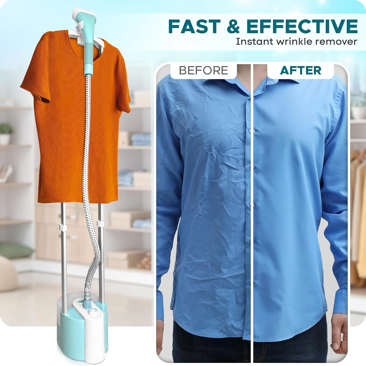 بخارگر ایستاده لباس Empire با توان 2000 وات، خروجی بخار 32 گرم در دقیقه به همراه آویز لباس، گرم شدن سریع با 2 حالت بخار، مخزن آب 1.8 لیتری، بخارگر لباس سایز بزرگ با میز اتو عمودی (سفید) بخارگر ایستاده لباس Empire با توان 2000 وات، خروجی بخار 32 گرم در دقیقه به همراه آویز لباس، گرم شدن سریع با 2 حالت بخار، مخزن آب 1.8 لیتری، بخارگر لباس سایز بزرگ با میز اتو عمودی (سفید)