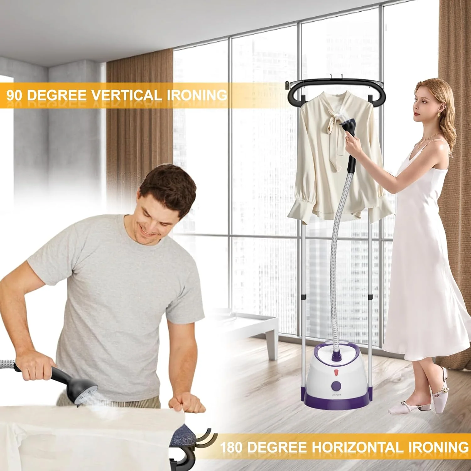 بخارگر ایستاده لباس، بخارگر حرفه ای 1800 واتی با گرم شدن سریع، بخارگر لباس با میله دوتایی با قابلیت بخاردهی عمودی، دارای تخته اتو داخلی، مخزن بزرگ 1.8 لیتری بخارگر ایستاده لباس، بخارگر حرفه ای 1800 واتی با گرم شدن سریع، بخارگر لباس با میله دوتایی با قابلیت بخاردهی عمودی، دارای تخته اتو داخلی، مخزن بزرگ 1.8 لیتری