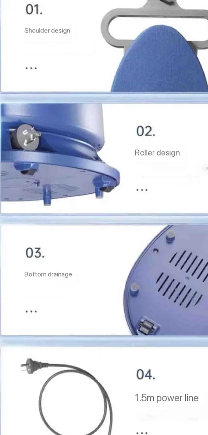 بخارگر ایستاده لباس، بخارگر ایستاده تمام قد و قدرتمند لباس با صفحه اتو 52 سانتی متری، گرم شدن سریع در 30 ثانیه، با مخزن آب 1.5 لیتری (خاکستری)