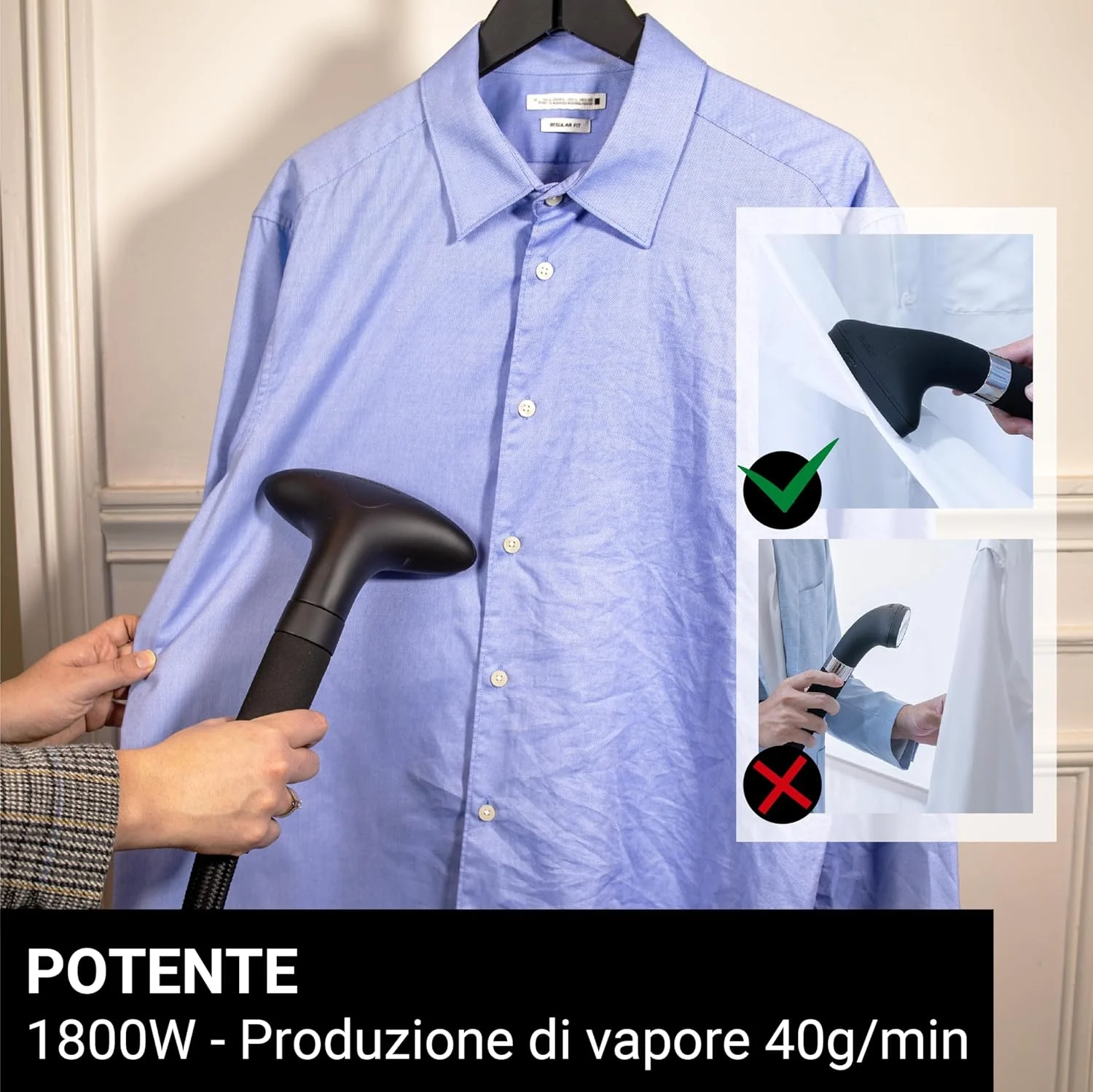 SteamOne - اتو بخار ایستاده و مسافرتی با توان 1800 وات - مخزن آب 1.8 لیتری - جابجایی آسان با 4 چرخ - زمان گرم شدن 60 ثانیه - دریچه ضد رسوب - شلنگ محافظت حرارتی سه گانه - H18B