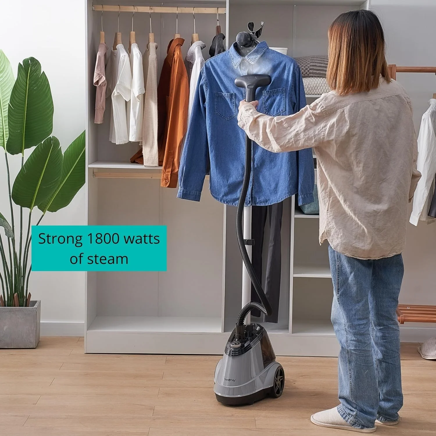 بخارگر لباس حرفه ای و سنگین True & Tidy® Pro، سایز بزرگ، با 3 حالت بخار، مخزن آب بسیار بزرگ 2.9 لیتری، 1800 وات، 90+ دقیقه بخاردهی