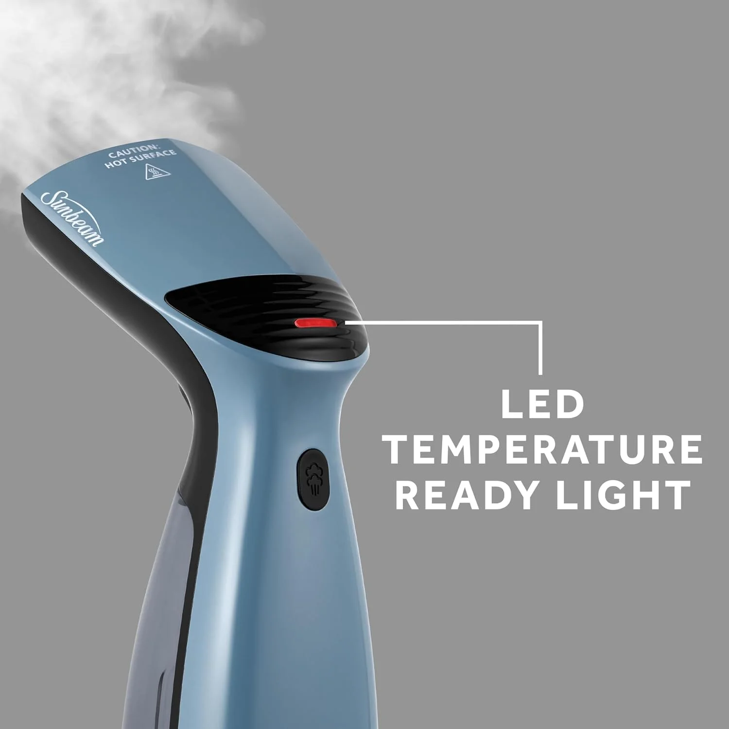 بخارگر دستی کوچک سانبیم 1000 وات برای لباس، قابل حمل، مناسب سفر، دارای سر نچسب، گرم شدن در 30 ثانیه، 8 دقیقه بخار مداوم، مخزن آب 110 میلی لیتری، برس مویی، کیف نگهداری، آبی/مشکی