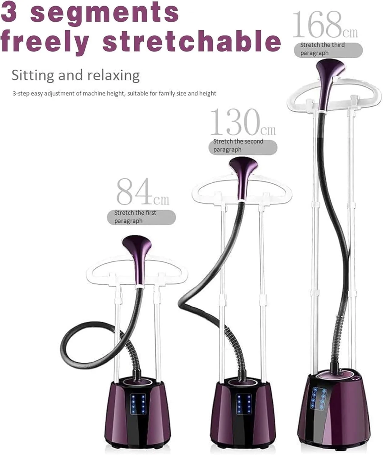 بخارگر ایستاده لباس 2000 وات، بخارگر حرفه ای و سنگین لباس، کنترل بخار 10 مرحله ای، گرم شدن سریع در 45 ثانیه، از بین برنده چروک